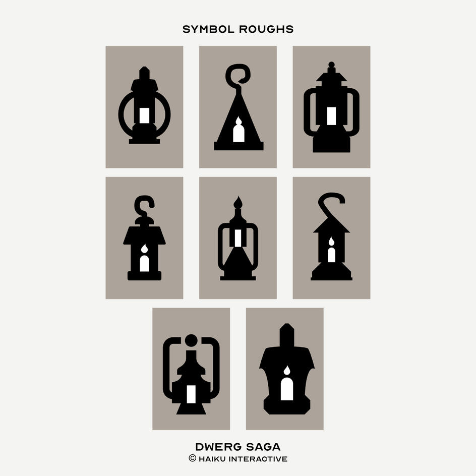 Images: Eight refined vector drawings of logo designs. The illustrations are based on lanterns. ©Haiku Interactive