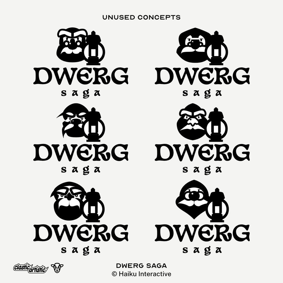 Images: Six unused logo designs featuring a close up of a characters face near a lantern. ©Haiku Interactive