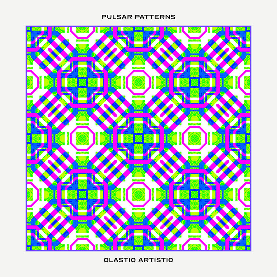 Pattern: Violet crosses on lime ripples