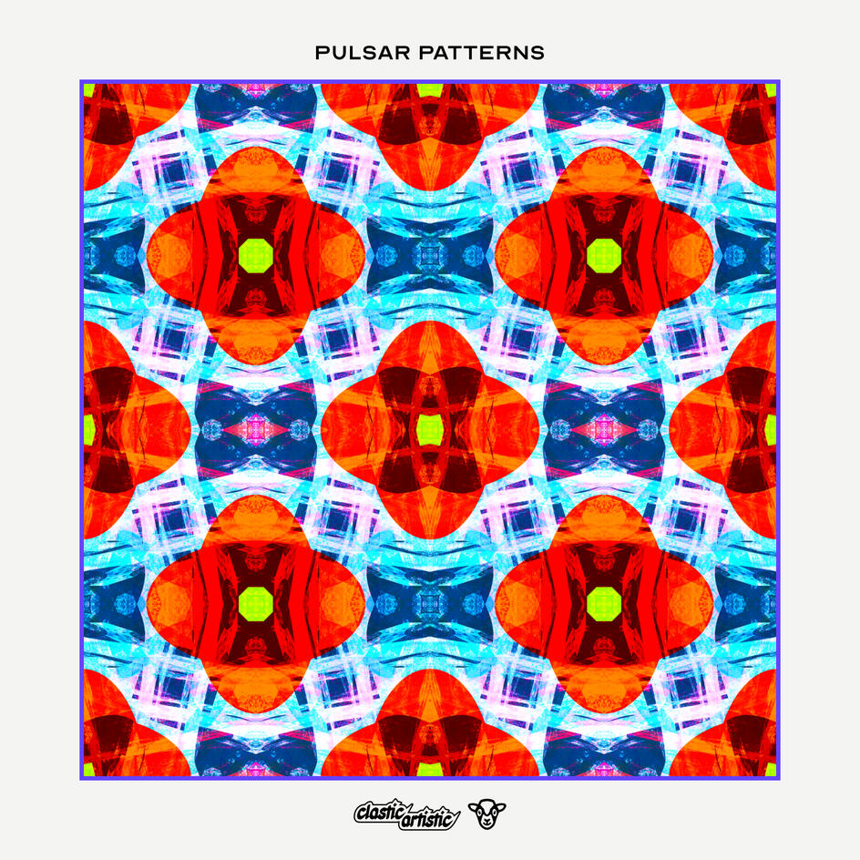 Pattern: Orange petals with emeralds on blue plaid ©Clastic Artistic