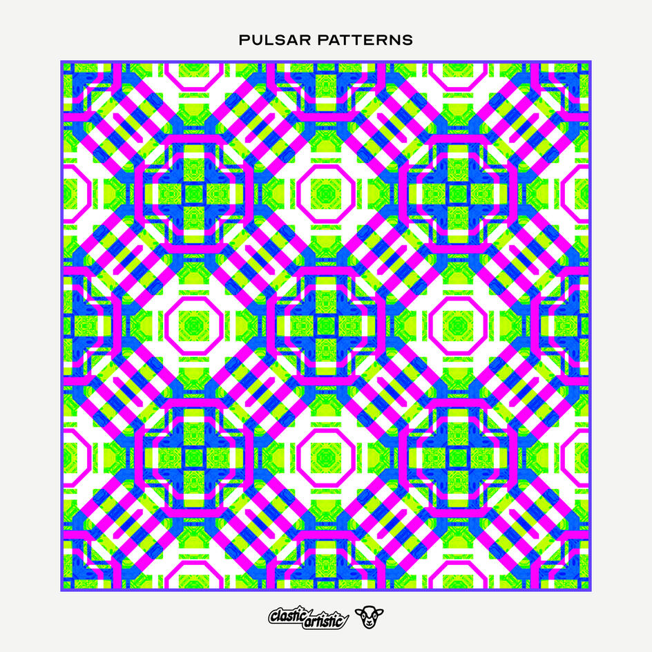 Pattern: Violet crosses on lime ripples ©Clastic Artistic