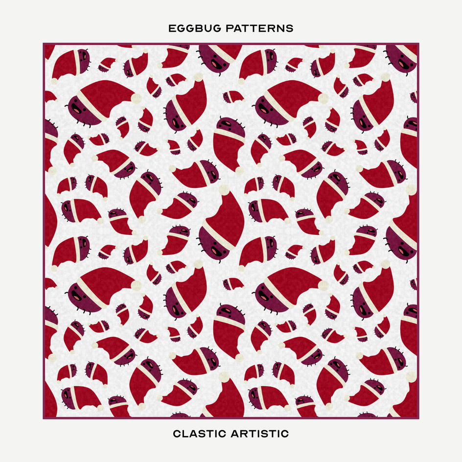 Pattern: Christmas Eggbug jubilation (Eggbugs wearing Santa hats)