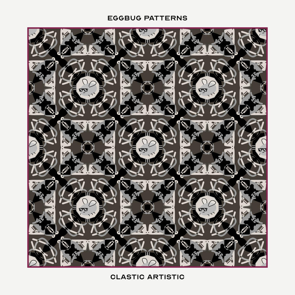 Pattern: Gunmetal Eggbug with sunglasses on tiles