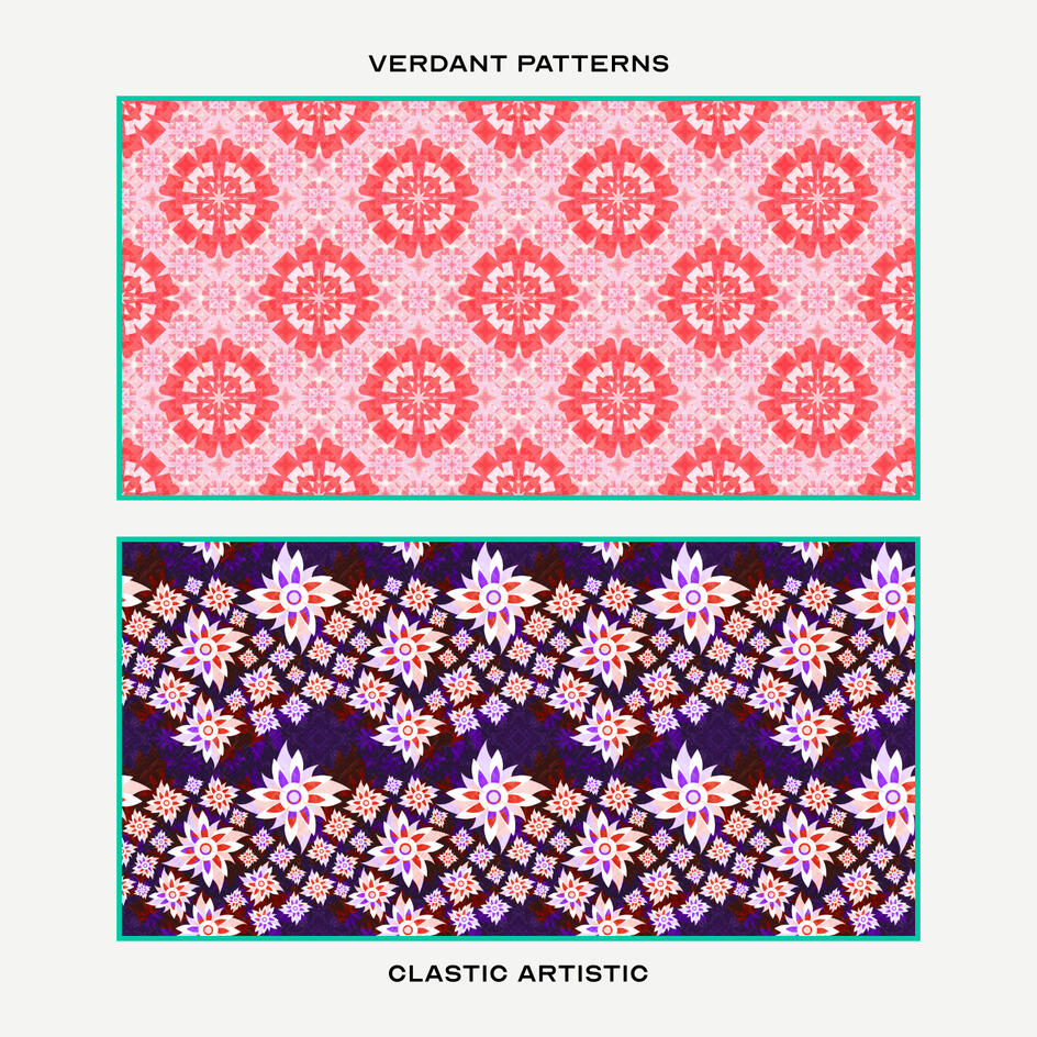 Top: Red and pink floral bloom crosses, Bottom: Fuchsia and vermilion floral waves