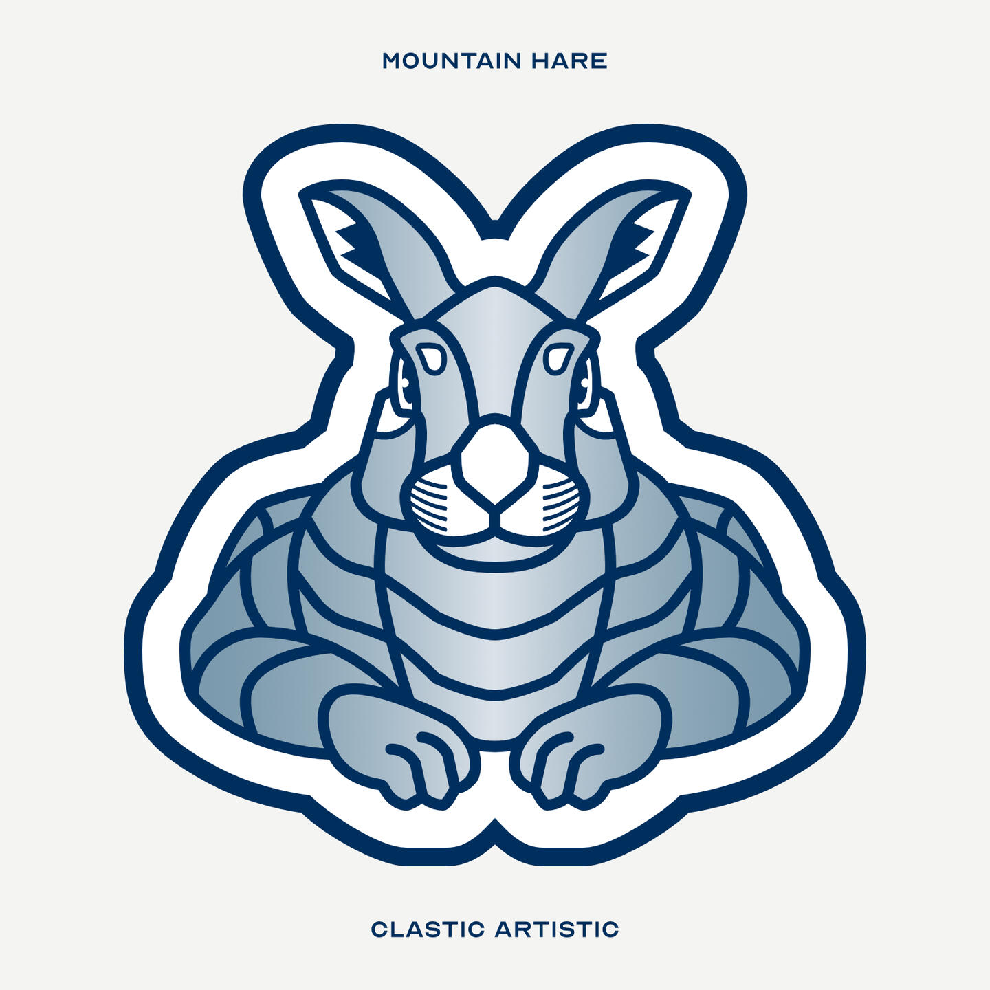 Stylised vector illustration of a Mountain Hare facing towards the viewer