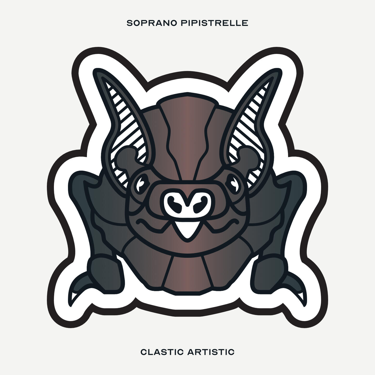 Stylised vector illustration of a Soprano Pipistrelle facing towards the viewer