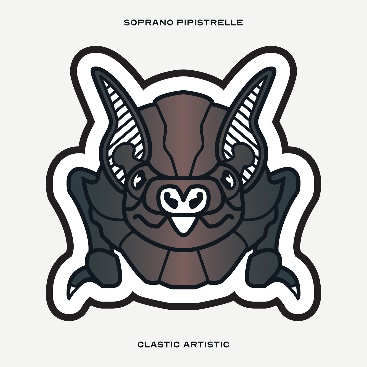 Stylised vector illustration of a Soprano Pipistrelle facing towards the viewer