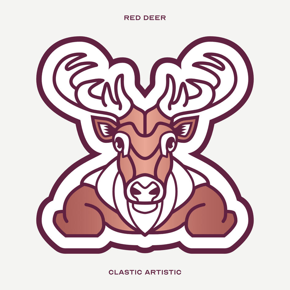 Stylised vector illustration of a Red Deer facing towards the viewer