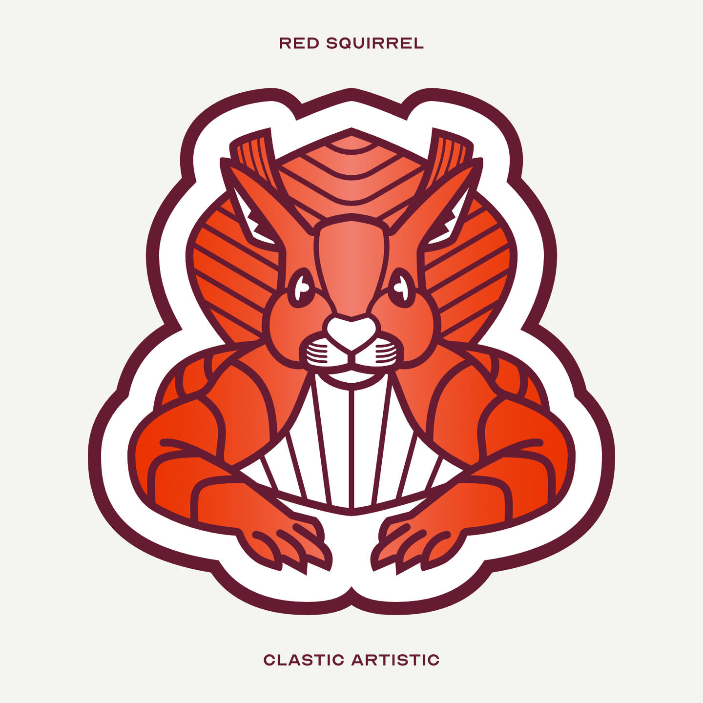 Stylised vector illustration of a Red Squirrel facing towards the viewer