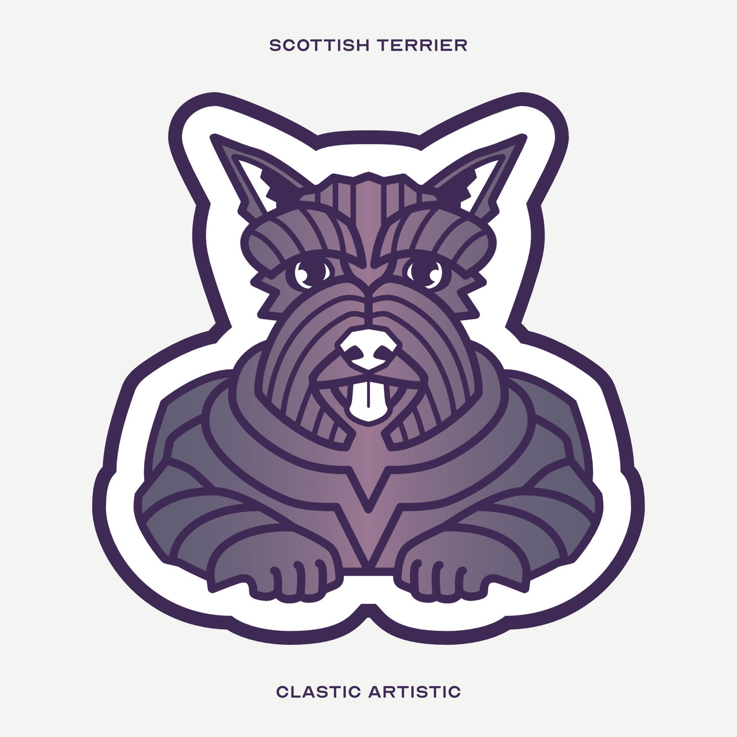 Stylised vector illustration of a Scottish Terrier facing towards the viewer