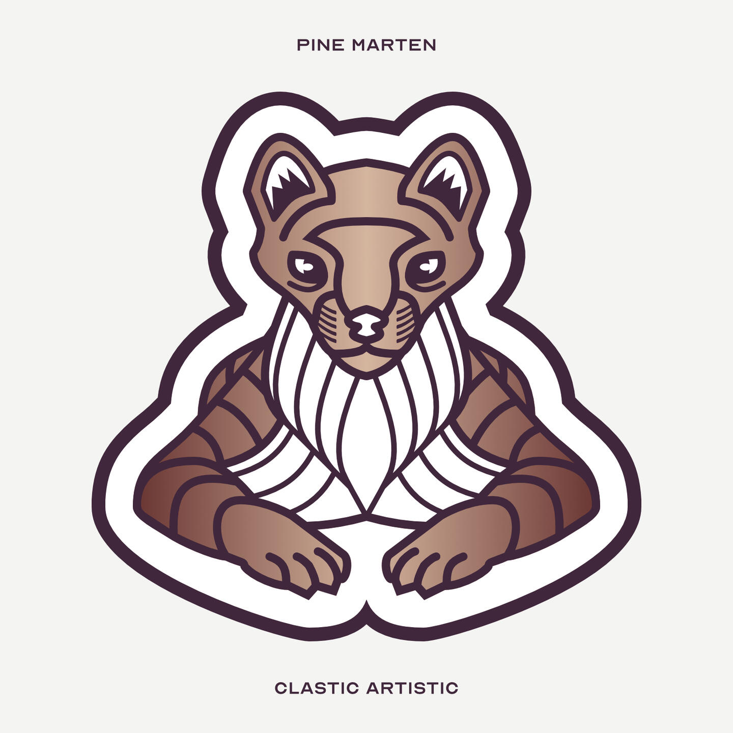 Stylised vector illustration of a Pine Marten facing towards the viewer