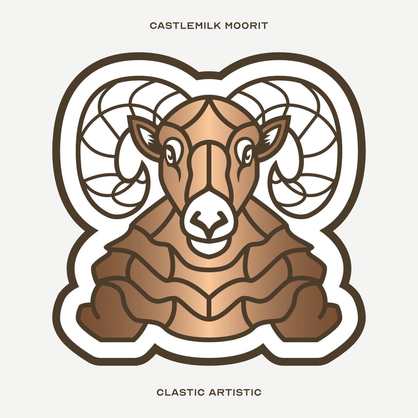 Stylised vector illustration of a Castlemilk Moorit facing towards the viewer