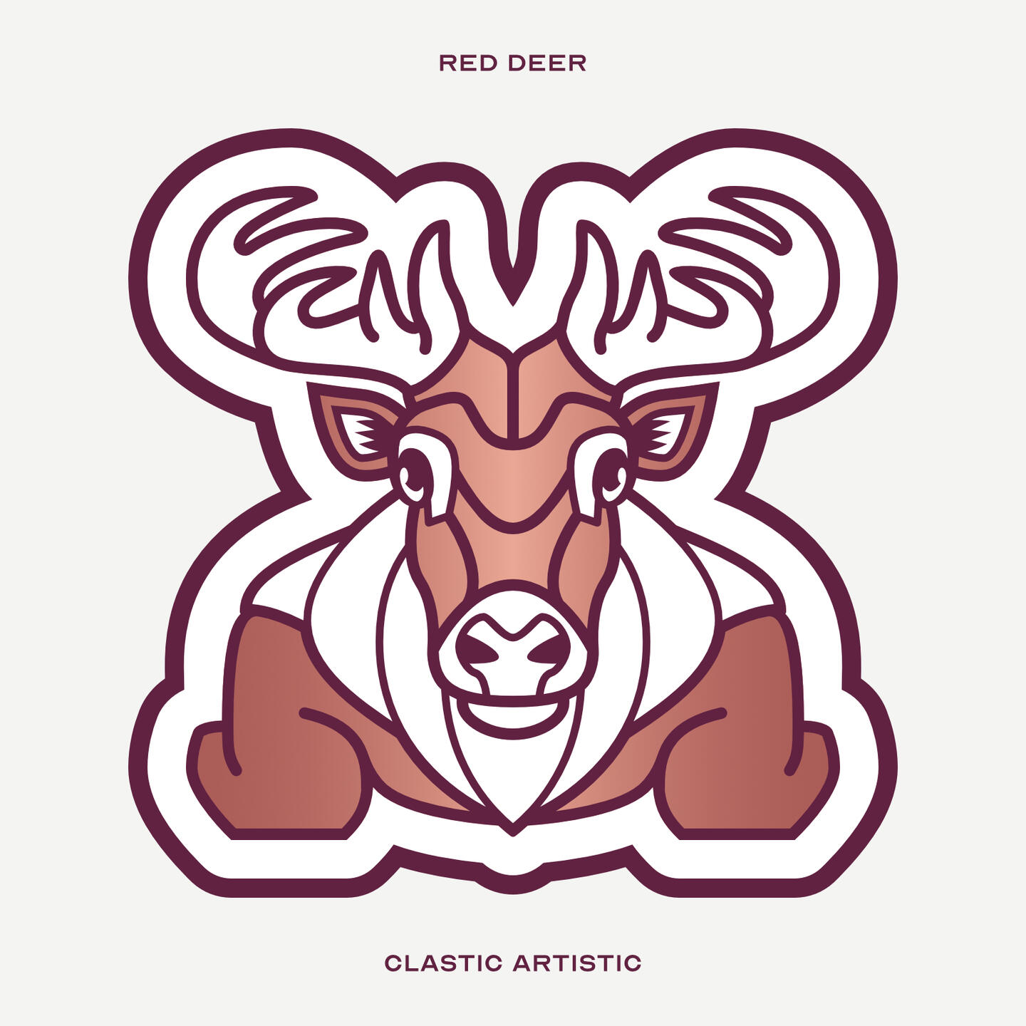Stylised vector illustration of a Red Deer facing towards the viewer