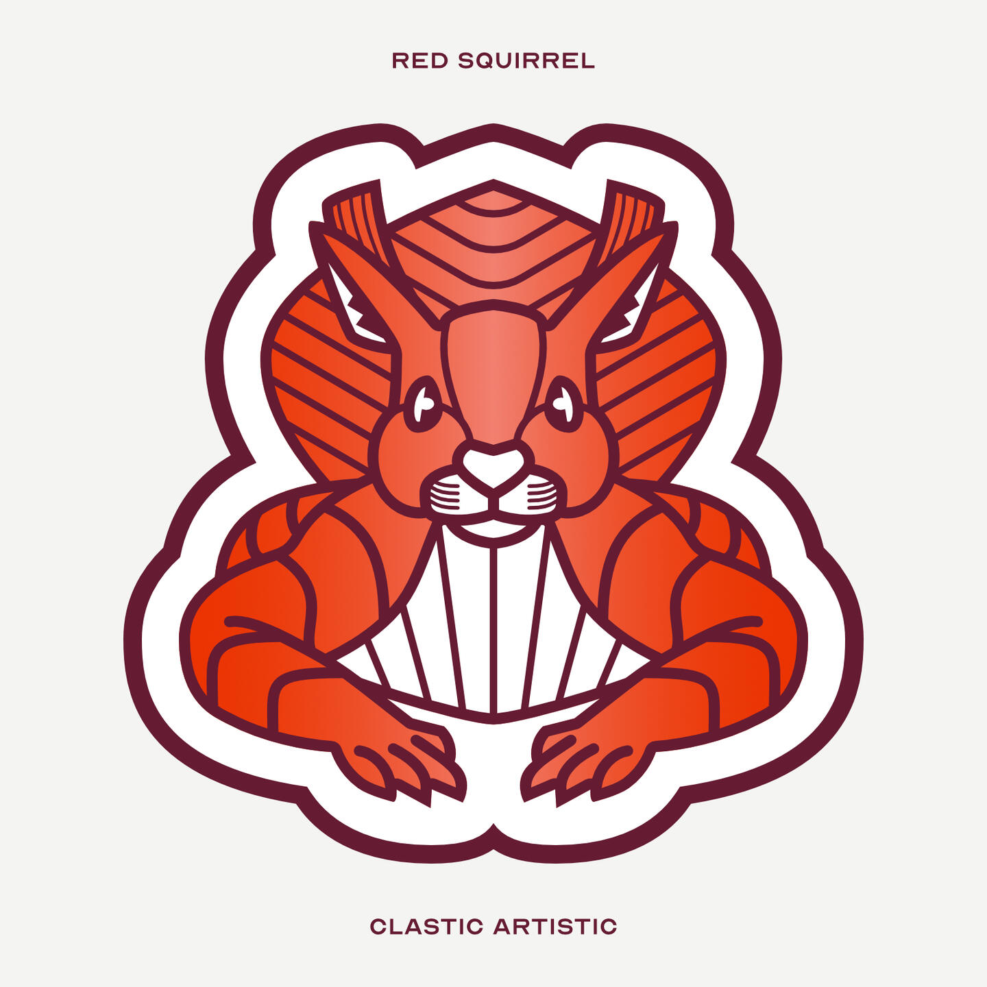 Stylised vector illustration of a Red Squirrel facing towards the viewer