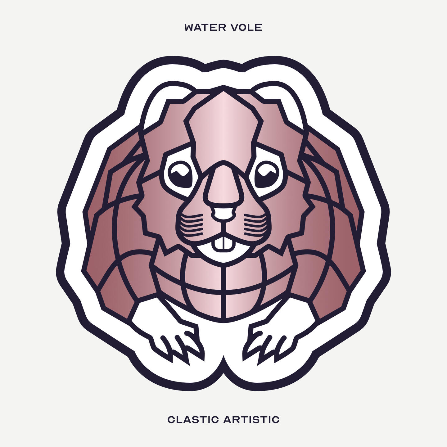 Stylised vector illustration of a Water Vole facing towards the viewer