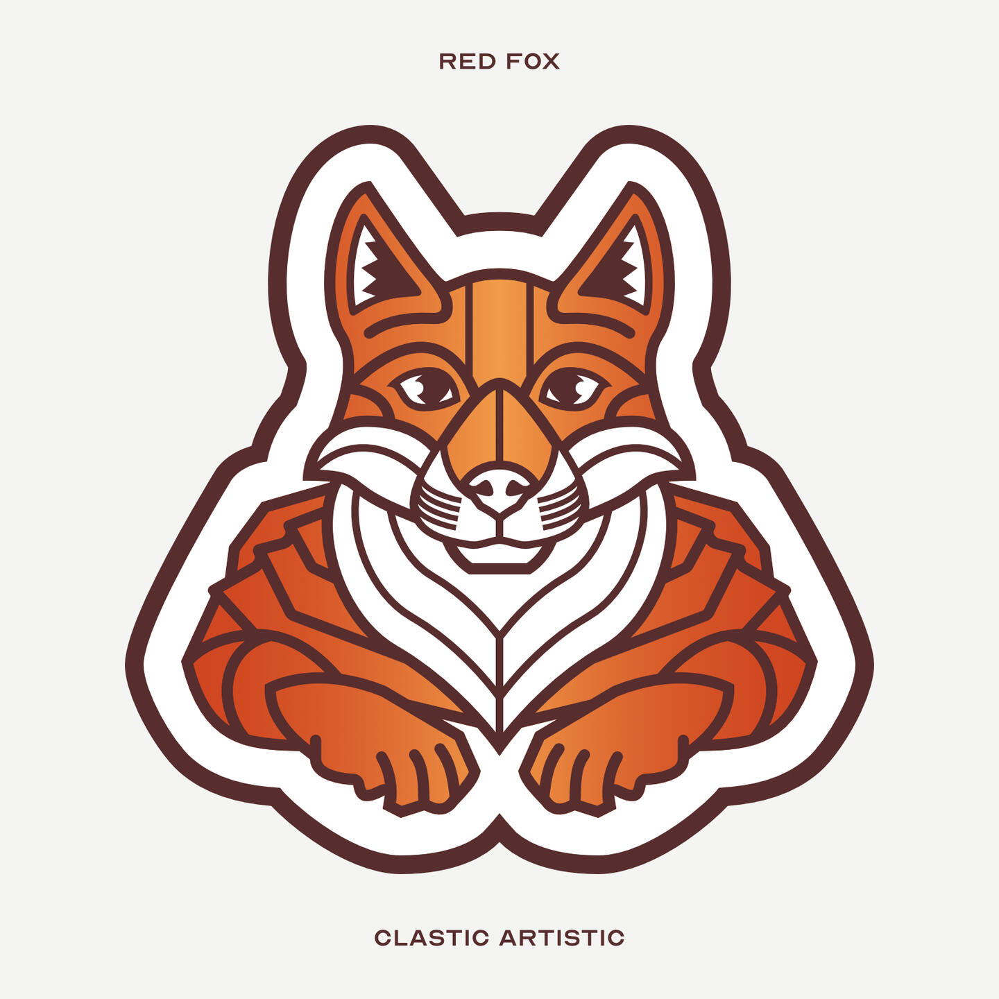 Stylised vector illustration of a Red Fox facing towards the viewer