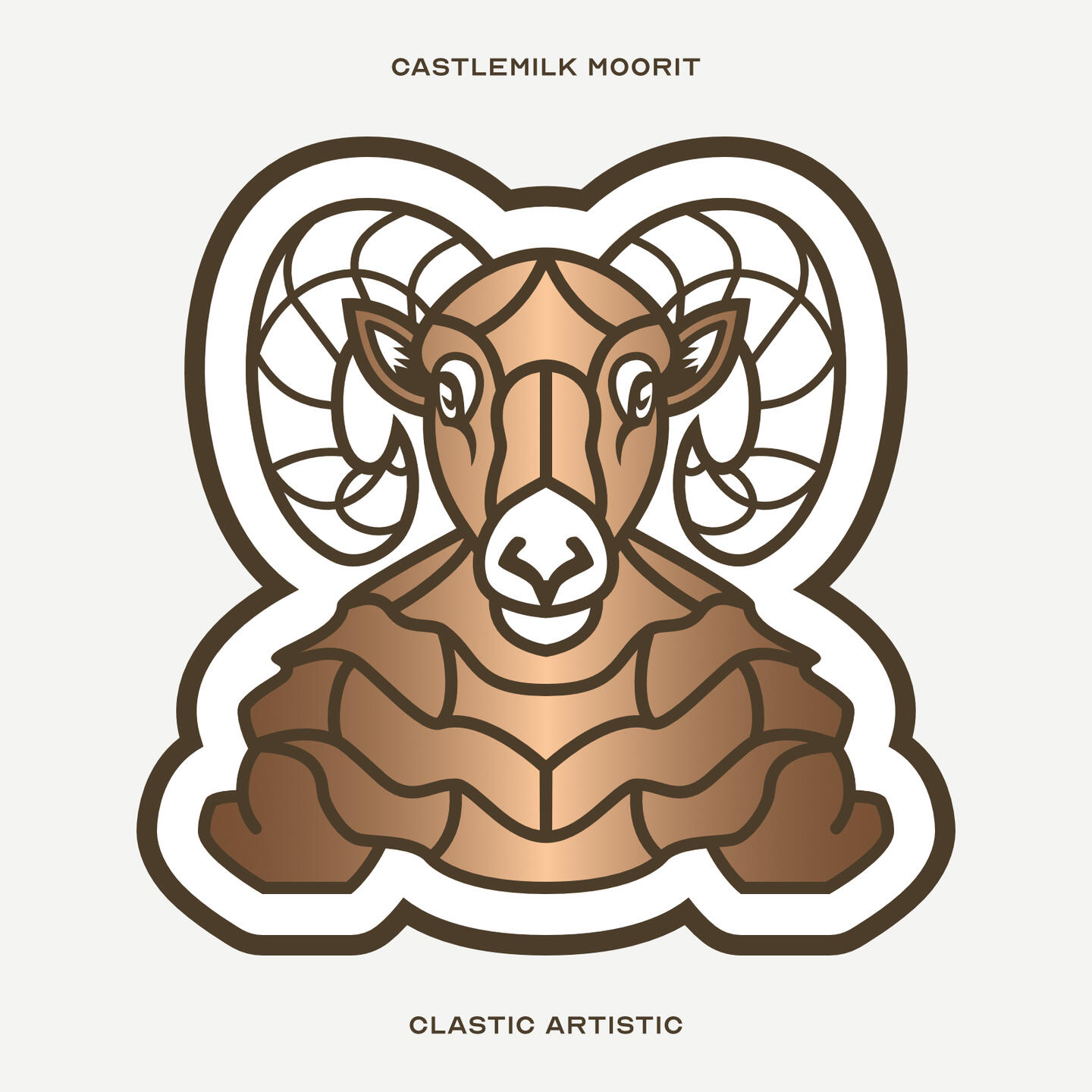 Stylised vector illustration of a Castlemilk Moorit facing towards the viewer