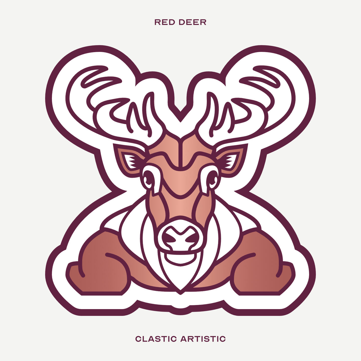 Stylised vector illustration of a Red Deer facing towards the viewer