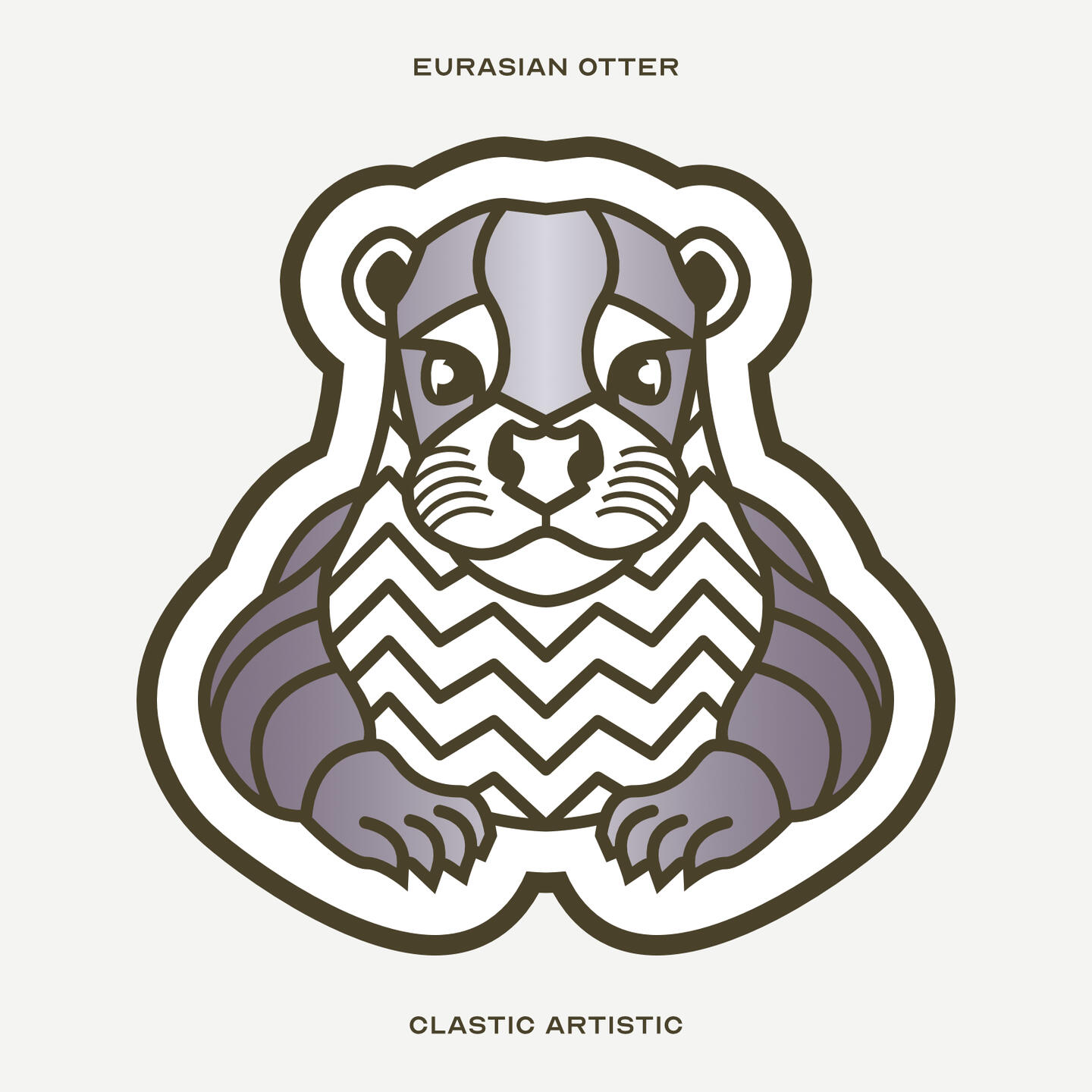 Stylised vector illustration of a Eurasian Otter facing towards the viewer
