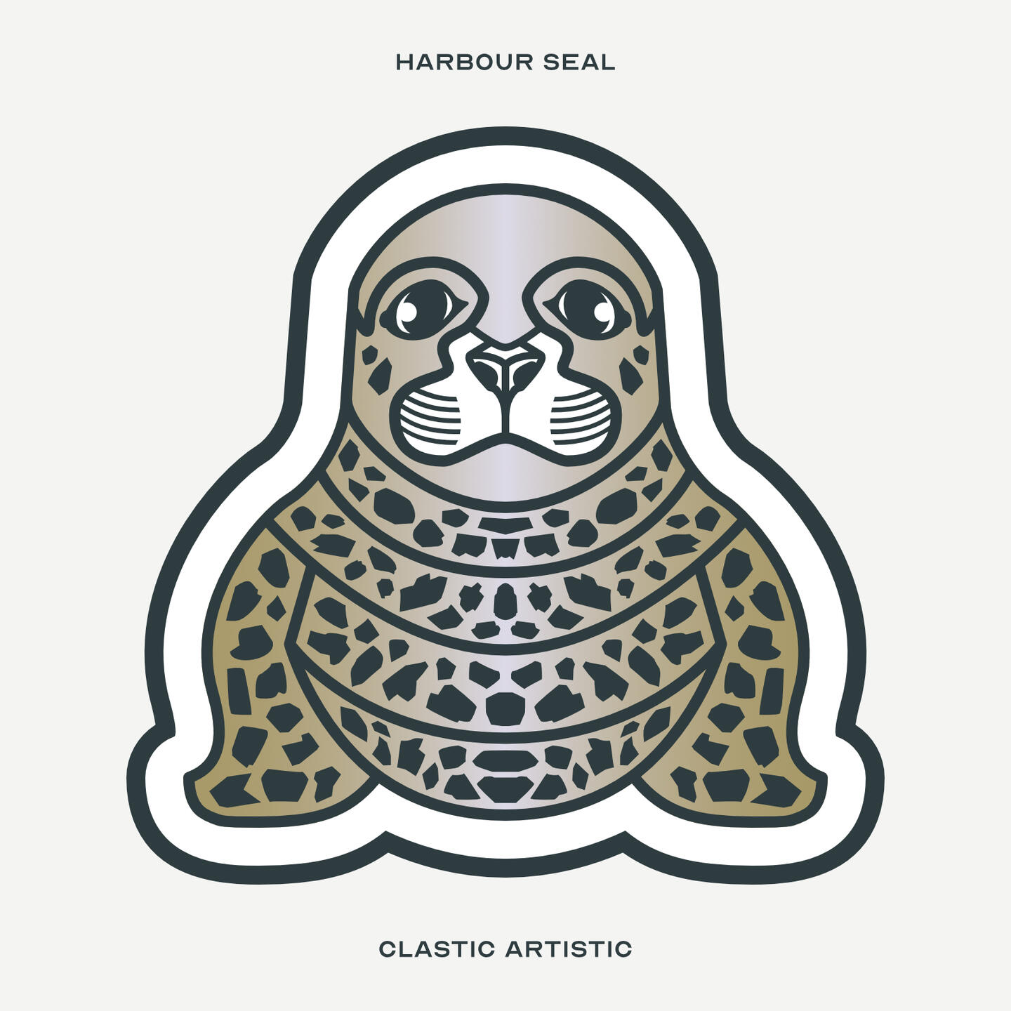 Stylised vector illustration of a Harbour Seal facing towards the viewer