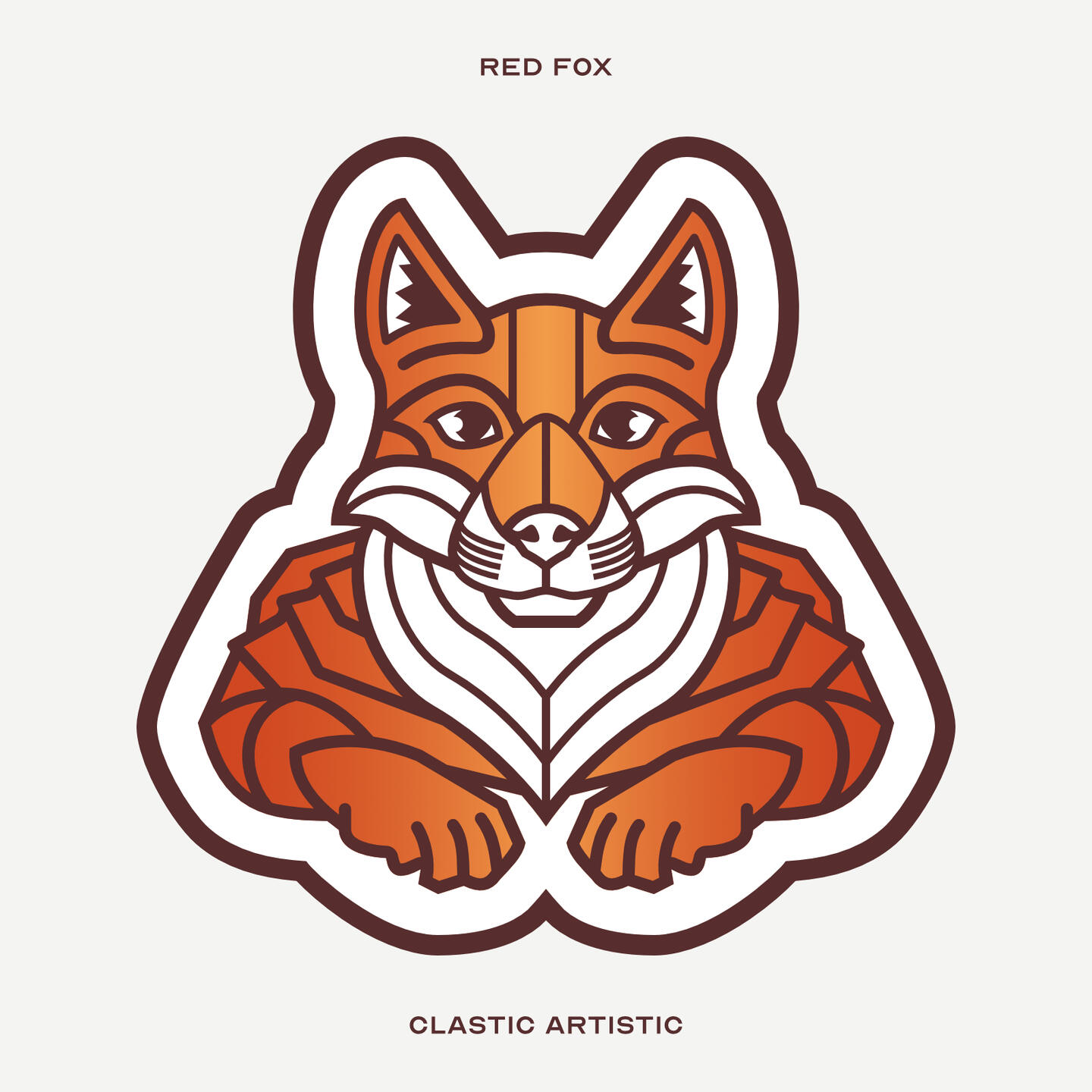 Stylised vector illustration of a Red Fox facing towards the viewer