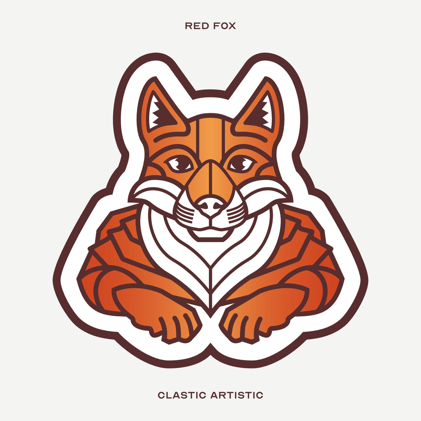 Stylised vector illustration of a Red Fox facing towards the viewer