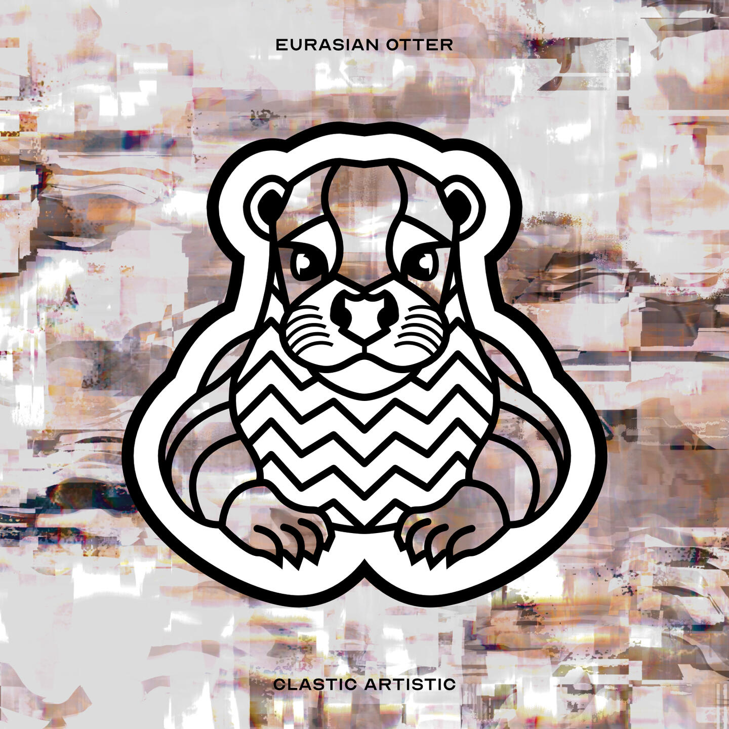 Stylised vector illustration of a Eurasian Otter with an brown and grey marble texture facing towards the viewer
