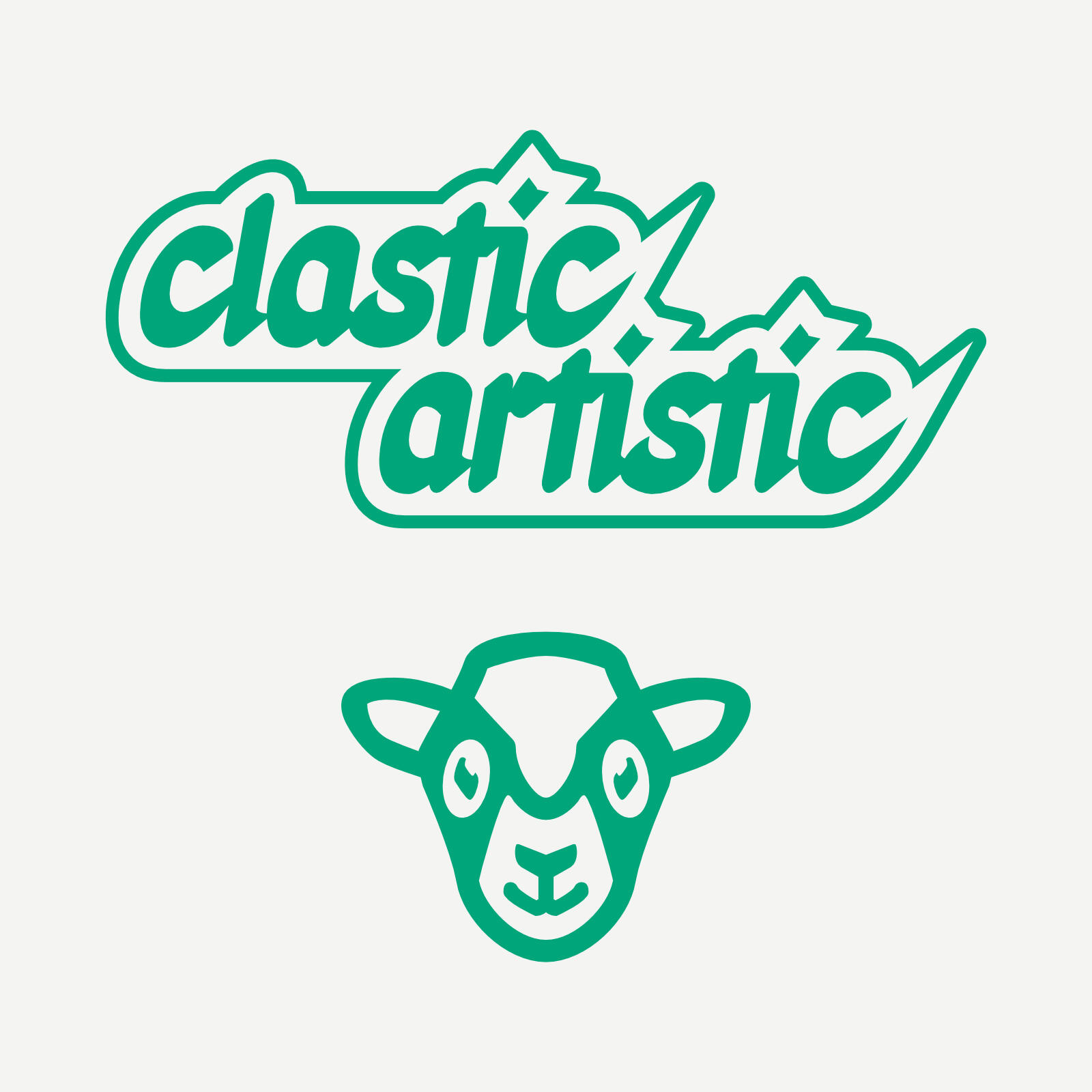 Image: Top: Clastic Artistic stacked logotype, Bottom: Sheep symbol. ©Clastic Artistic