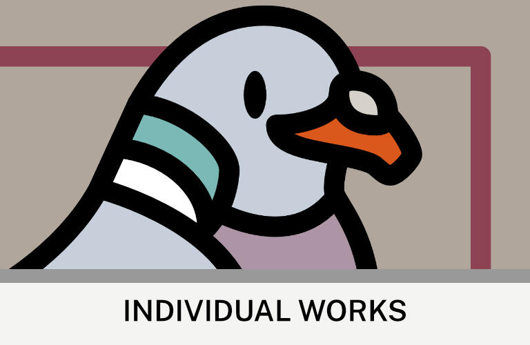 Image: A zoomed in view of a Wood Pigeon vector against a warm grey background with burgundy lines. ©Clastic Artistic