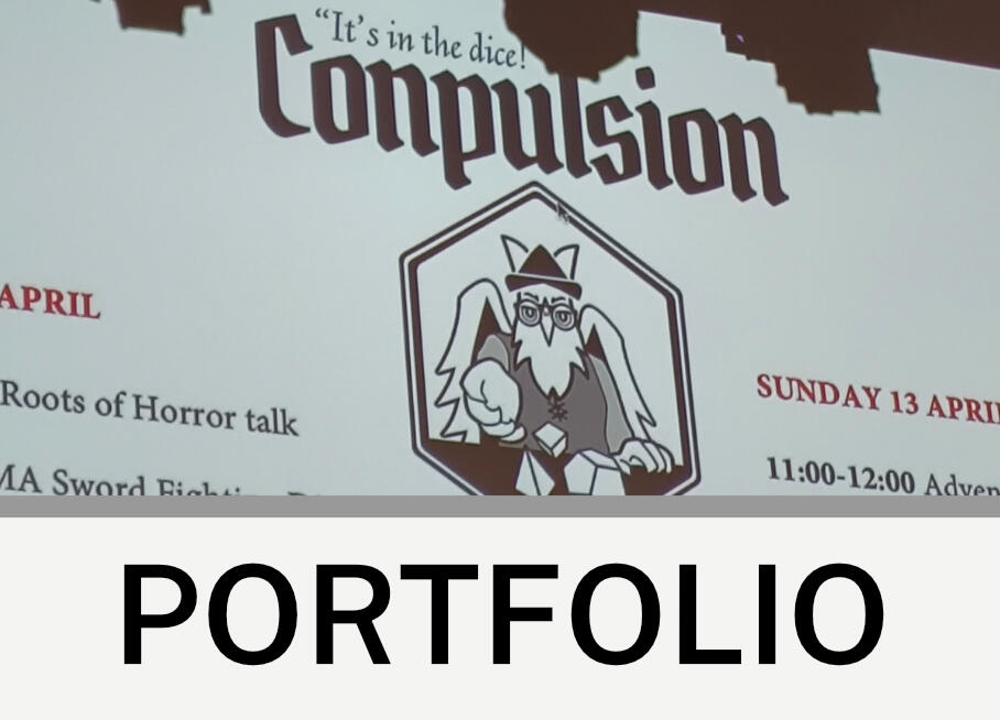 Portfolio Section Image - A photograph from the Conpulsion 2025 convention,Text - Portfolio