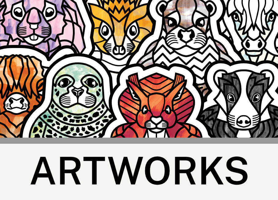 Artwork Section Image - Various Scottish Mammals, Text - Artwork