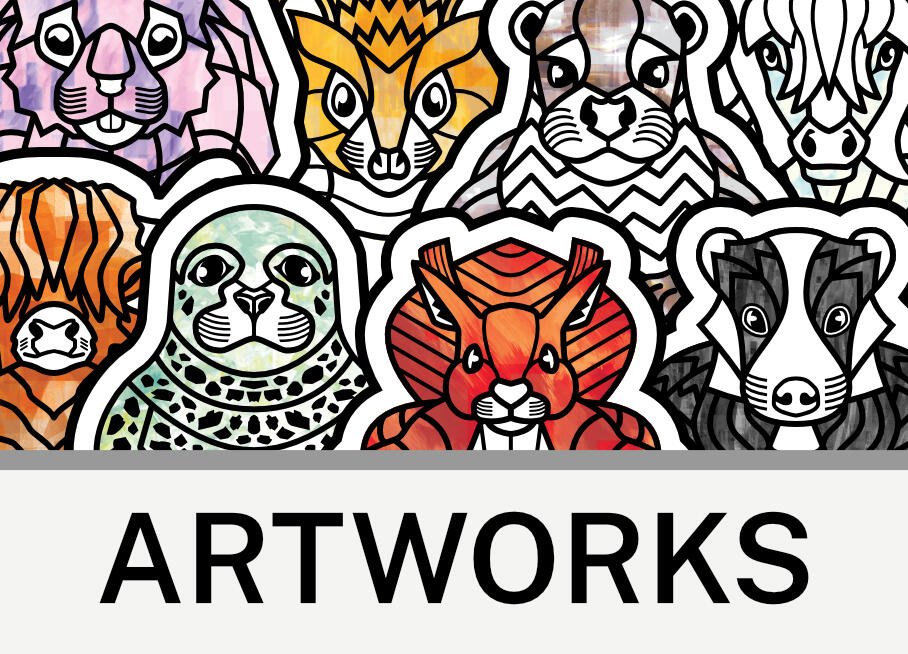 Artwork Section Image - Various Scottish Mammals, Text - Artwork