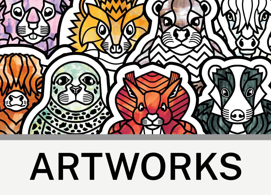 Artwork Section Image - Various Scottish Mammals, Text - Artwork