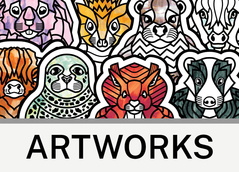 Artwork Section Image - Various Scottish Mammals, Text - Artwork